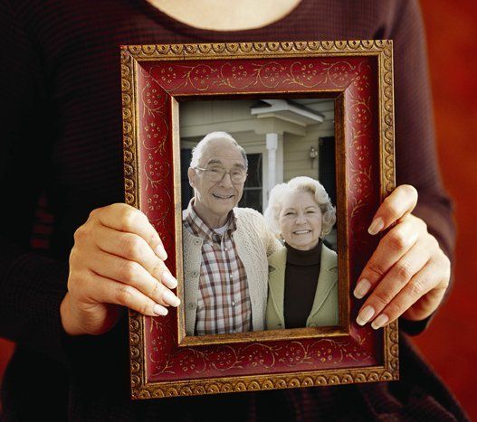 A framed photograph of loved ones